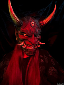 Masque Hannya, masque japonais, masque oni, yokaï, masque décoratif japonais, cosplay, décoration japonaise, Daëlys Art