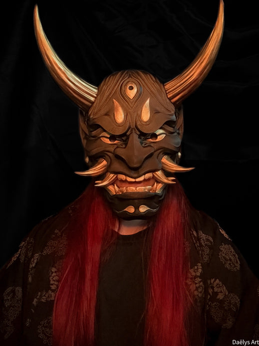 Masque Hannya, masque japonais, masque oni, yokaï, masque décoratif japonais, cosplay, décoration japonaise, Daëlys Art