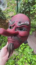 Load and play video in Gallery viewer, Wearable Tengu Mask - red
